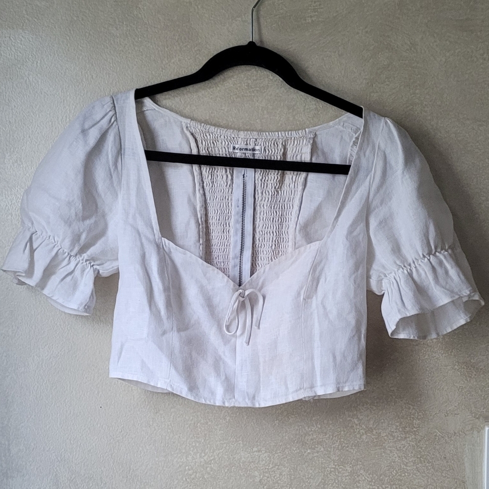 REFORMATION CAPULET LINEN TOP - Picture 4 of 8